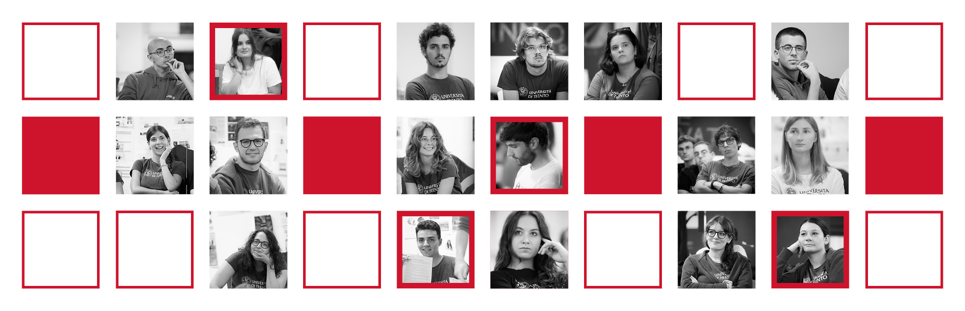 mosaico di volti di studenti universitari